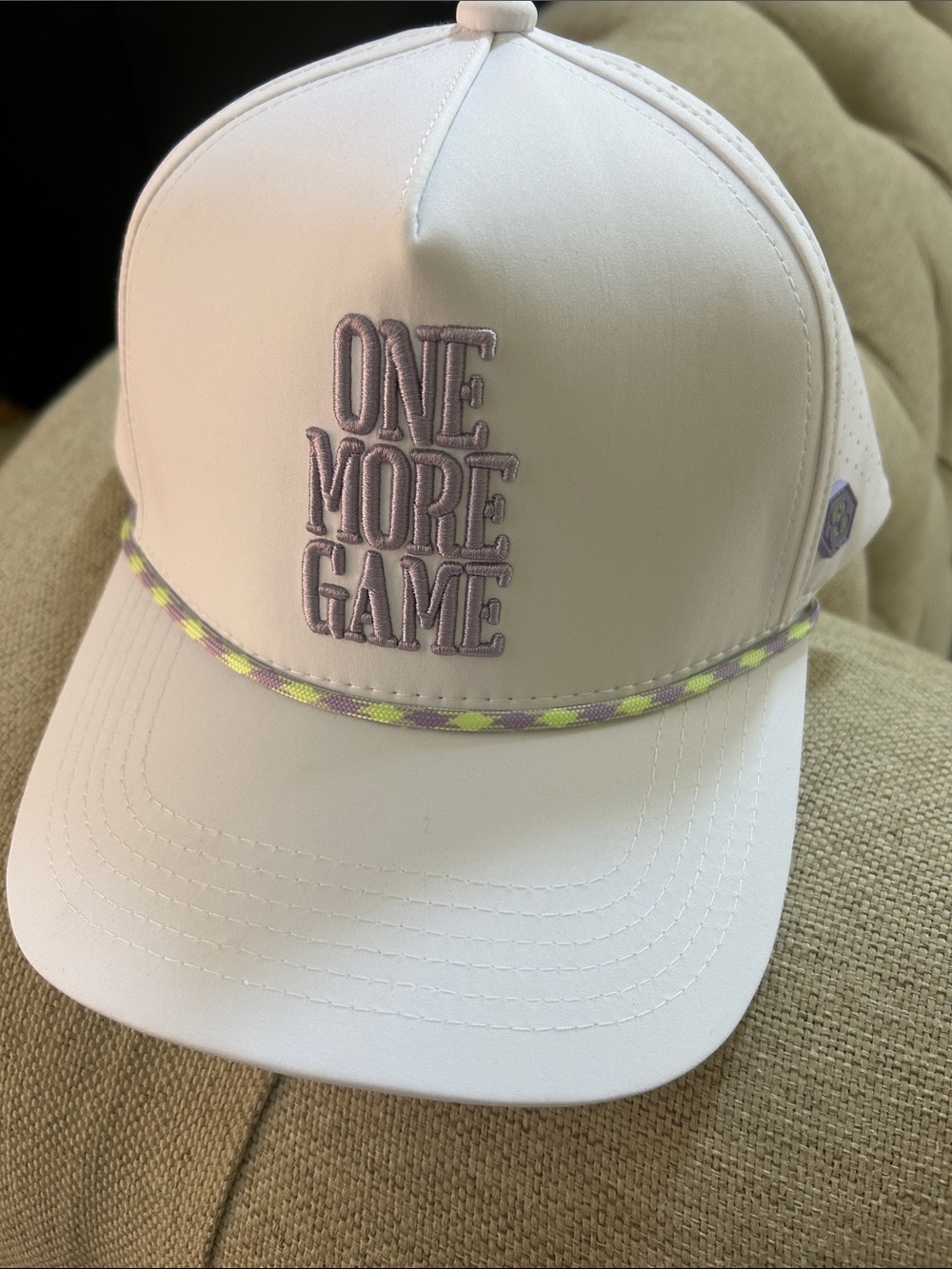 Bam Bird One More Game Mahjong White Baseball Cap